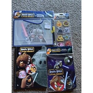 Star Wars X Angry Bird School Supplies Lot Dry Erase Board/ Erasers/Notebook/Cov